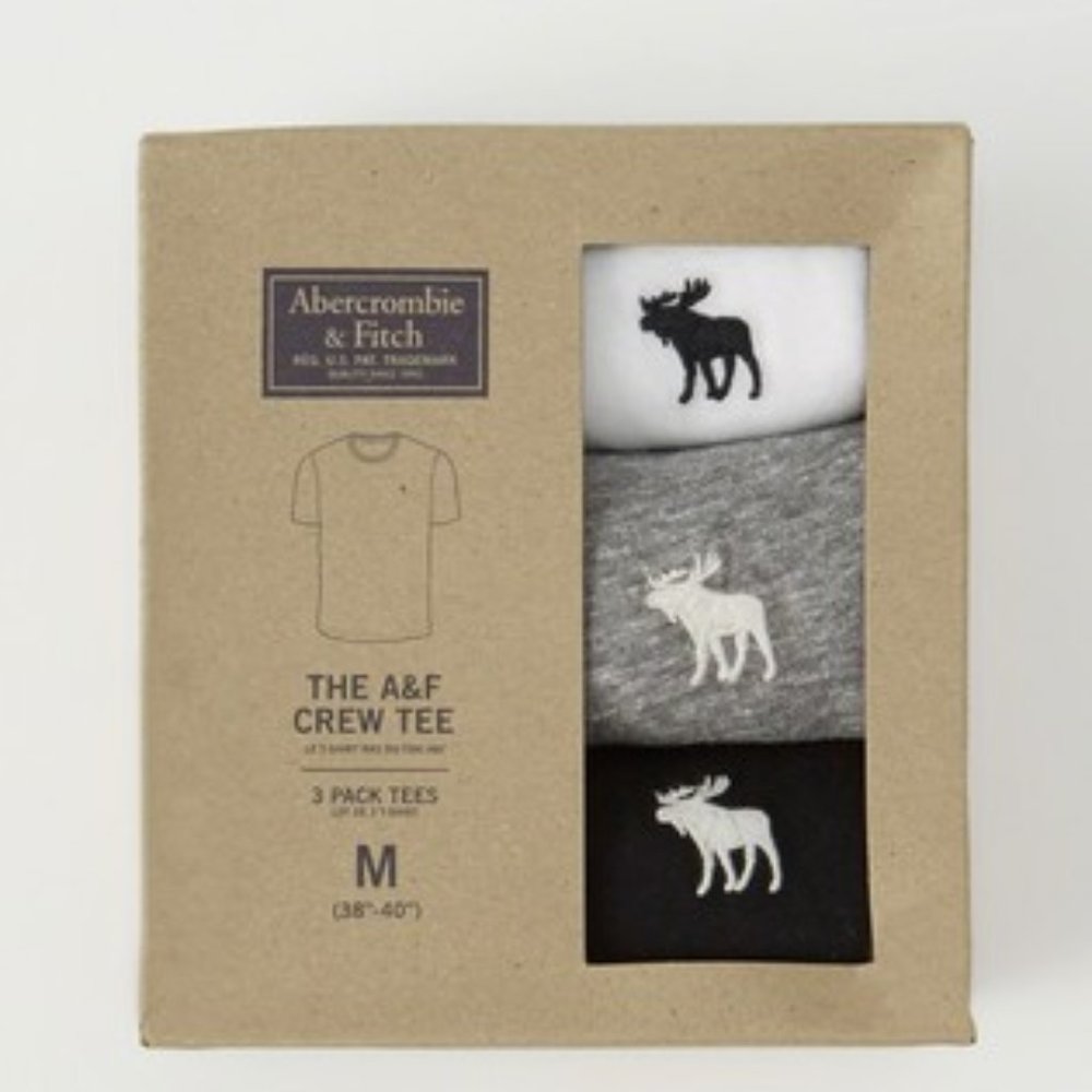Abercombie and Fitch 3-PACK ICON CREW TEE ( M )